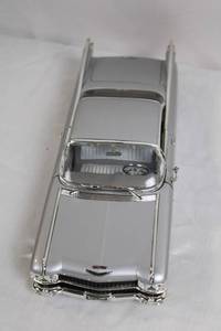 lot A-7 image: Die-Cast 1959 Cadillac Eldorado Biarritz Model Car Silver with Opening Doors and Hood