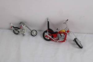 lot 92 image: Lot of 2 Diecast Chopper Motorcycle Model Replicas