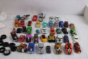 lot 97 image: Collection of Die-Cast Model Cars, Trucks, and Motorcycles with Extra Wheels