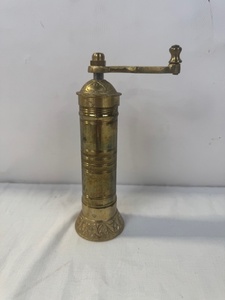 lot 150 image: Vintage Brass Hand-Crank Coffee Grinder Mill