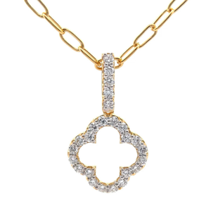 lot 20 image: 1 Carat Diamond Pav Four-Leaf Clover Drop Pendant Necklace VIDEO