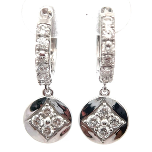 lot 22 image: NEW 0.75 Carat Diamond Flower Dangle Hoop Earrings VIDEO