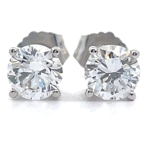 lot 24 image: 1 Carat Diamond Round Solitaire Stud Earrings in 14k White Gold VIDEO