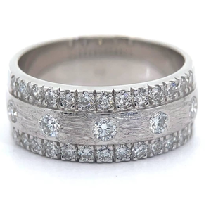 lot 23 image: NEW 1.03 Carat Diamond Textured & Bright Shine Triple Row Band VIDEO