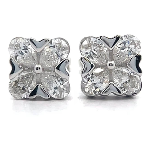 lot 26 image: 1 Carat Diamond Flower Cluster Stud Earrings in 14k White Gold VIDEO