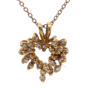 lot 29 image: Natural Diamond Cluster Wreath Heart Pendant  in 14k Yellow Gold VIDEO