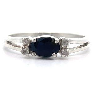 lot 38 image: East-West Oval Cut Blue Sapphire & Natural Diamond Split Shank Ring VIDEO