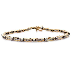 lot 36 image: 0.85 Carat Natural Diamond Bar Link Tennis Bracelet in Yellow Gold VIDEO