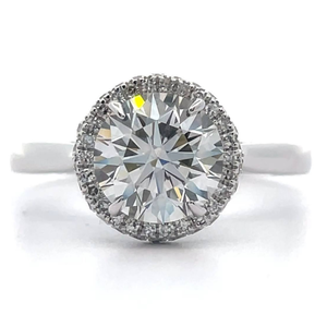 lot 4 image: 2.38 Carat Diamond Halo Pav Fancy Gallery Ring in 14k White Gold VIDEO