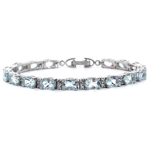 lot 16 image: 12.25 Carat Aquamarine & White Topaz Tennis Bracelet VIDEO