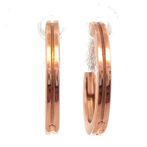 lot 57B image: NEW Baby Grooved Hoop Earrings in 14k Rose Gold