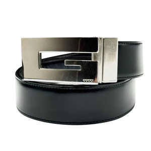 lot 45B image: Gucci Black Leather Belt with Silver G Buckle Pre-Owned Retail $450