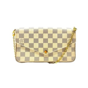 lot 35B image: Louis Vuitton Damier Azur Pochette Felicie Chain Wallet Pre-Owned Retail $1,400