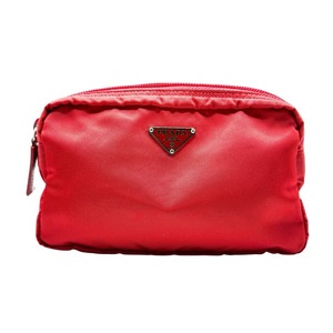lot 24D image: Prada Red Tessuto Nylon Cosmetic Pouch Pre-Owned Retail $550