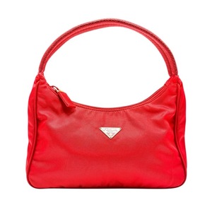 lot 24C image: Prada Red Tessuto Nylon Shoulder Bag Pre-Owned Retail $850