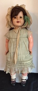 lot 16 image: Vintage Effanbee Marilee Composition Doll with Dress and Bonnet