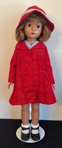lot 92 image: Vintage Effanbee Doll with Red Coat and Hat