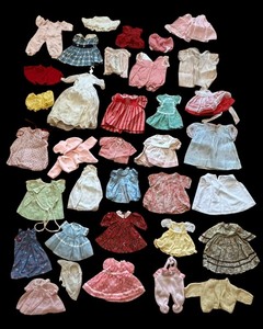 lot 94 image: Collection of Assorted Vintage Doll Clothes Dresses and Outfits
