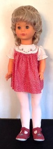 lot 142 image: Lissy Batz Vintage Doll in Red Dress and Shoes