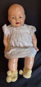 lot 163 image: Vintage E.J. Horsman Baby Doll with White Dress and Booties