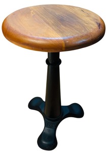lot 17G image: Vintage Singer Factory Stool with Cast Iron Base