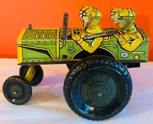 lot 461A image: Vintage Marx Jumpin Jeep Litho Wind Up Tin Toy