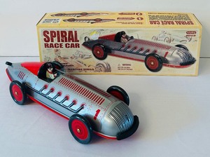 lot 102B image: Schylling Spiral Race Car Wind-Up Tin Toy with Box