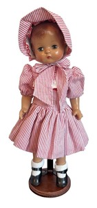 lot 38 image: Vintage Effanbee Patsy Joan with Red Striped Dress