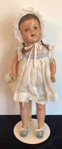 lot 235 image: Darling Vintage Doll with Lace Bonnet and Dress