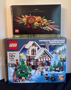 lot 263 image: 2 Lego Sets Winter Toy Shop and Botanical Collection Dried Flower Centerpiece