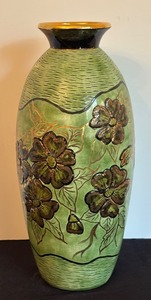 lot 298 image: Vintage Elsie Erickson Vase with Floral Motif and Gilt Rim