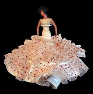 lot 299 image: Vintage Spanish Style Flamenco Dancer Doll with White and Red Polka Dot Dress