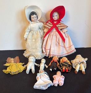 lot 307 image: Collection of Vintage Dolls Assorted Styles
