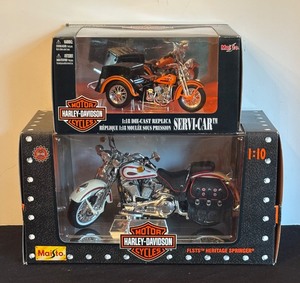 lot 315 image: Maisto Harley-Davidson FLST Heritage Springer and Servi-Car Die-Cast Models in Original Packaging