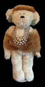 lot 348 image: Mary Thiele Bear Doll with Jewelry and Faux Fur Trim