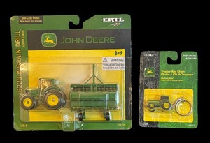 lot 433 image: Ertl John Deere Tractor with Grain Drill and Tractor Keychain