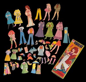 lot 446 image: 1972 Crissy Magic Paper Doll Set with Wardrobe and Original Box