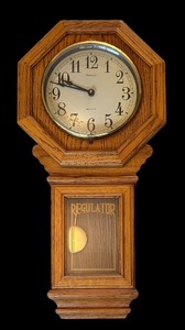 lot 574 image: Vintage Dunhaven Quartz Regulator Wall Clock with Oak Case