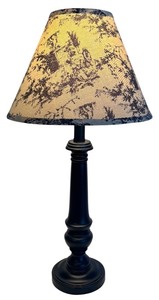 lot 191 image: Vintage Table Lamp with Toile De Jouy Shade and Navy Base, 24 Inch Tall