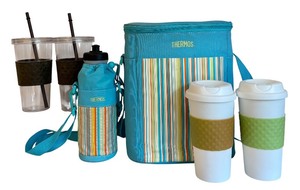 lot 197 image: Thermos Pool Day Set with Tote, Bottle Holder, and Travel Mugs