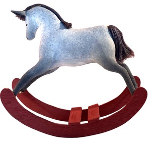 lot 417 image: Vintage Rocking Horse on Red Wooden Base
