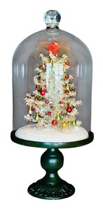 lot 425 image: Holiday Cloche with Decorated Christmas Tree Display