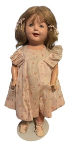 lot 374D image: Vintage 22-Inch Doll with Blond Hair and Floral Dress