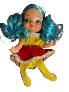 lot 375 image: 1969 REMCO Finger Dolly Salley Skater Doll with Blue Hair