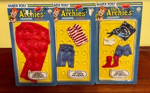 lot 383 image: Set of 3 Vintage Marx Toy The Archies Fashions Doll Outfits Sealed