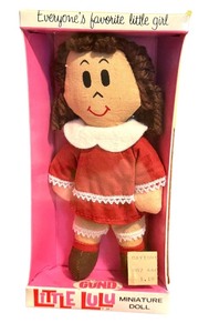 lot 384 image: Vintage Little Lulu Miniature Plush Doll in Original Box