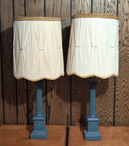 lot 217 image: Pair of Tall Blue Vintage Table Lamps