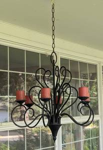 lot 28 image: Hanging Black Metal Candelabra