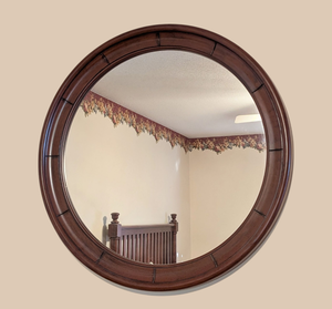 lot 554 image: Large Decorative Circular Wood Wall Mirror
