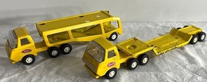 lot 101N image: Lot of 2 Vintage Tonka Yellow Metal Toy Truck Trailers
